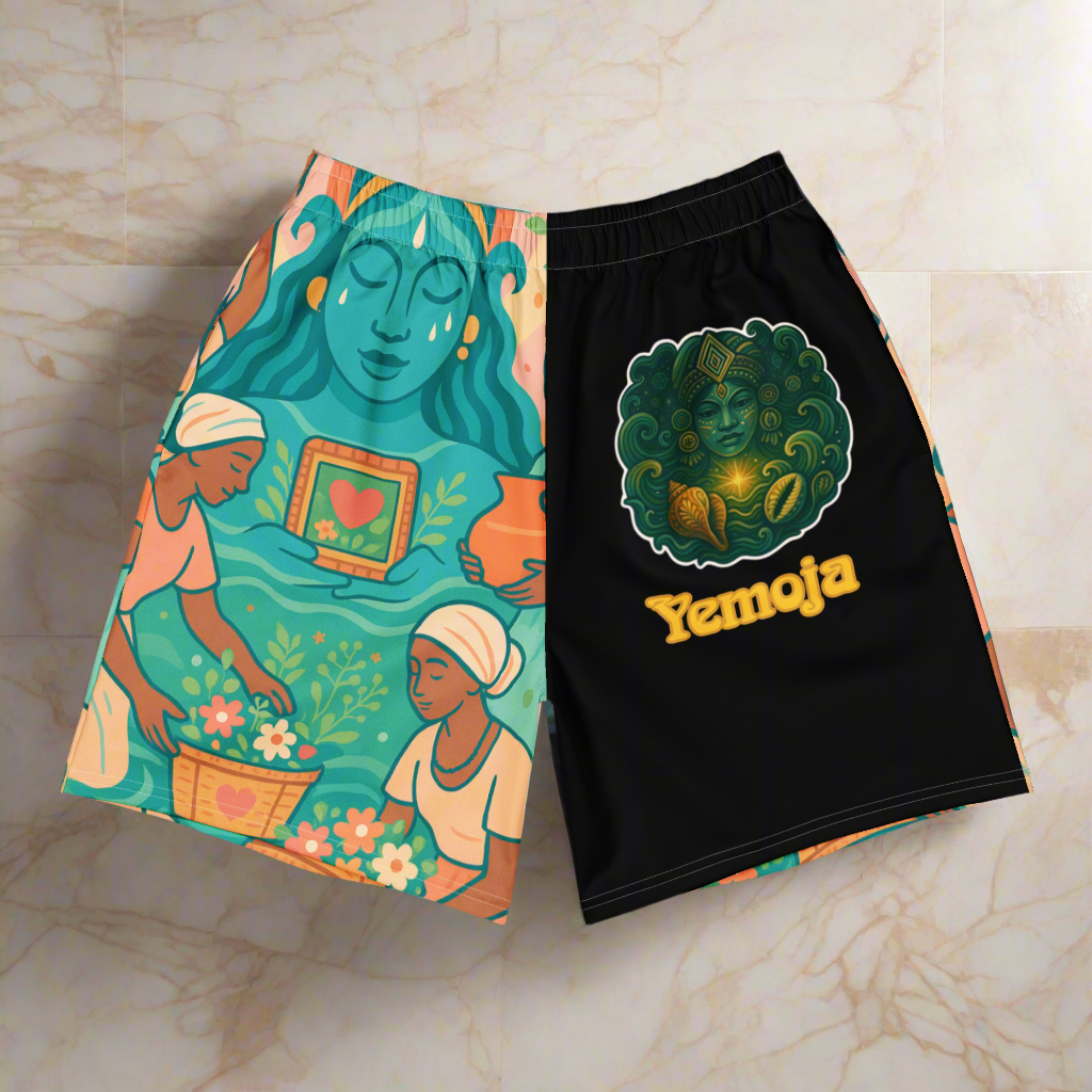 All-Over Yemoja Print Unisex Athletic Long Shorts