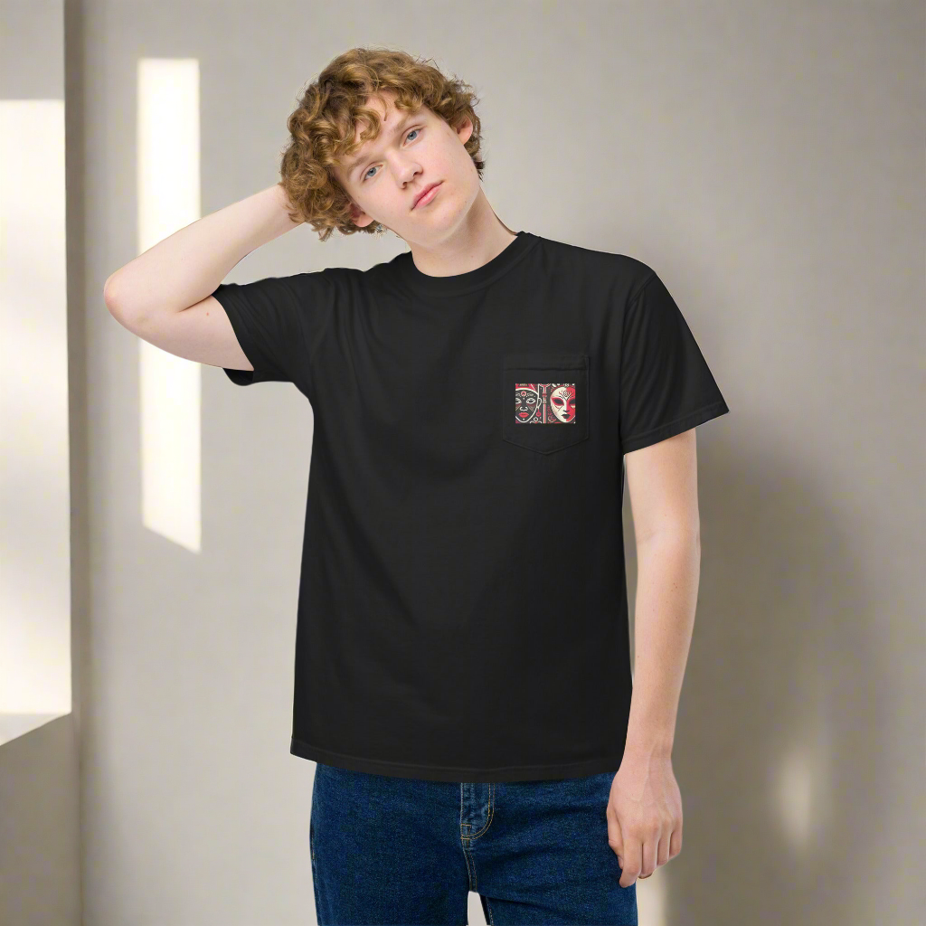 Unisex ESHU  garment-dyed pocket t-shirt